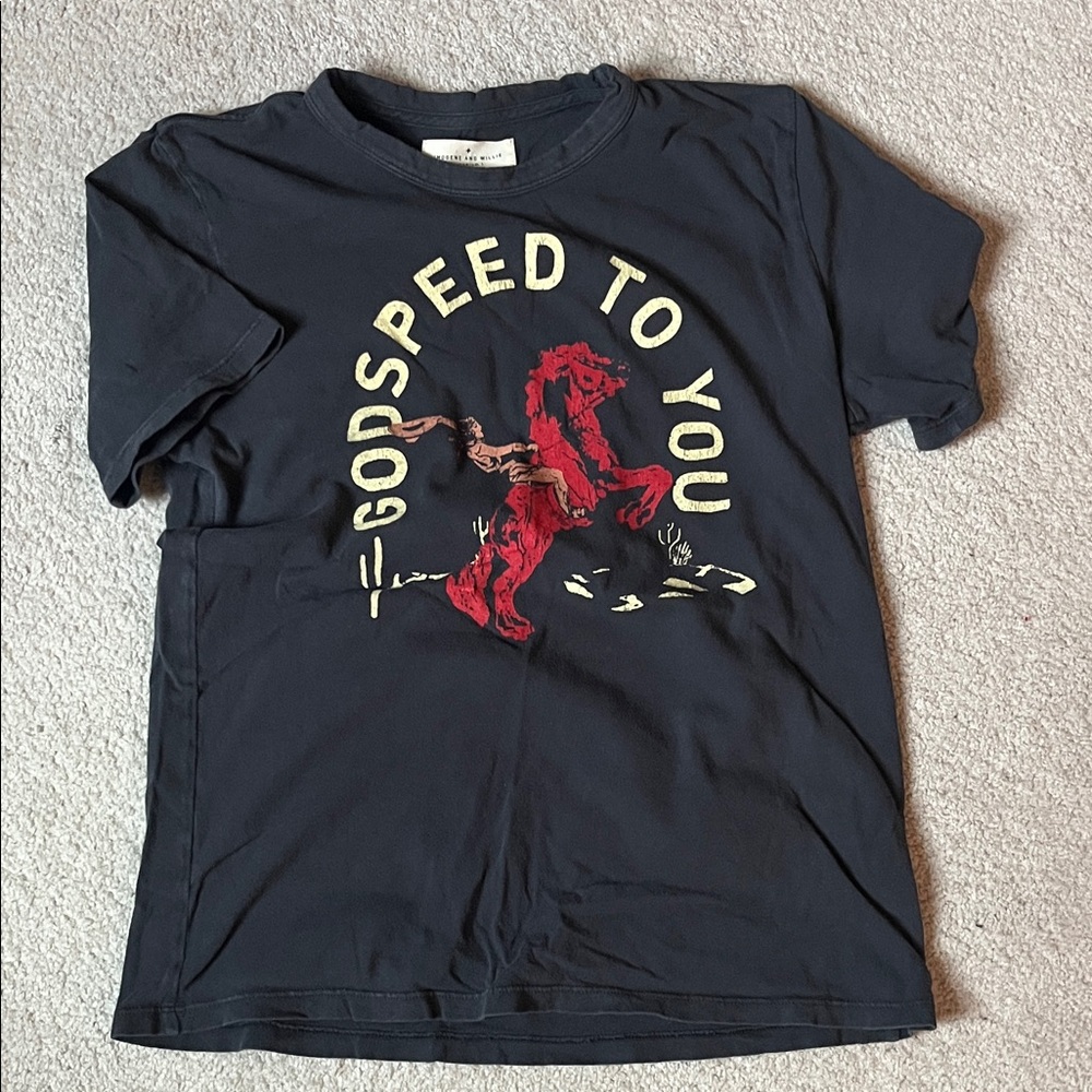 imogene + willie Black Tee with Red Graphic